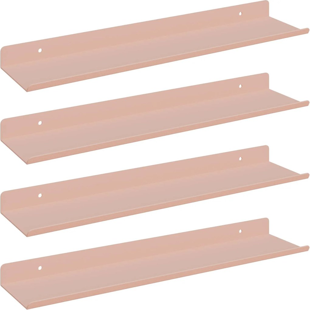 vidaXL Lebegő polc 4 pcs Rózsaszín 40 x 9 x 2,5 cm Acél