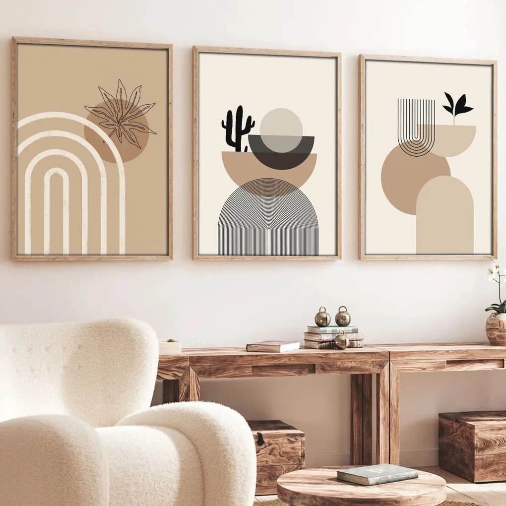 Huhu264 keretezett MDF falikép, 50 x 35 cm, 3 db-os szett