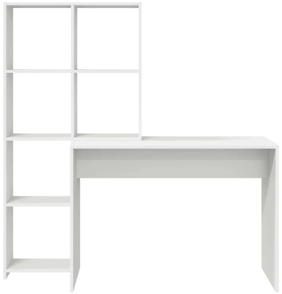 Asztal polcokkal tárolóval Fehér 138.5 x 55 x 143 cm Faanyag
