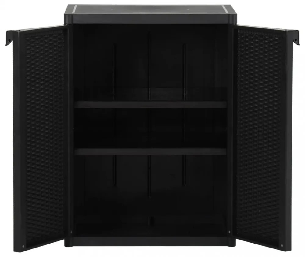 fekete PP rattan kerti tárolószekrény 65 x 45 x 88 cm
