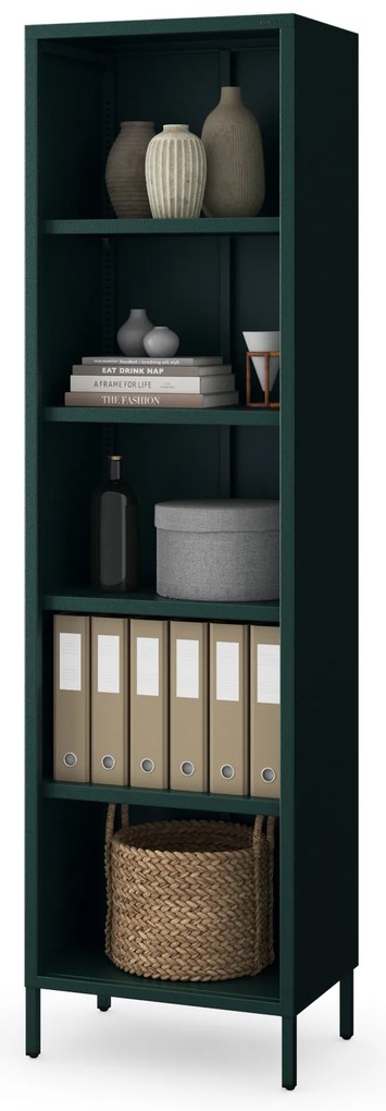 Könyvespolc MARIO, 500 x 1800 x 350 mm, Modern: palack zöld szín