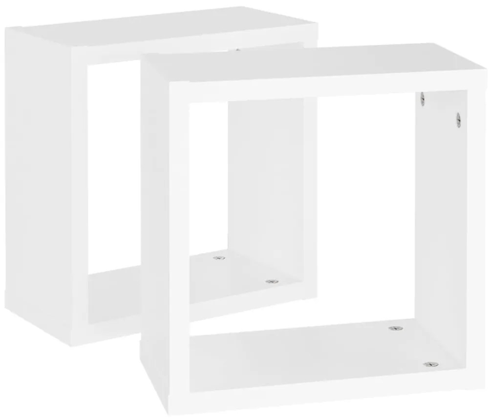 2 db fehér fali kockapolc 30 x 15 x 30 cm