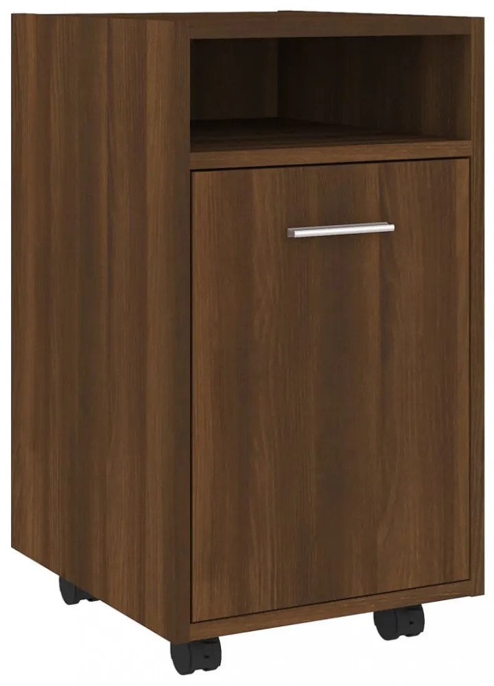 barna tölgy színű szerelt fa kisszekrény kerekekkel 33x38x60 cm