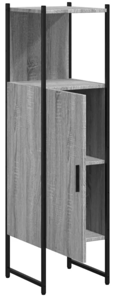 szürke sonoma színű szerelt fa fürdőszobaszekrény 33x33x120,5cm