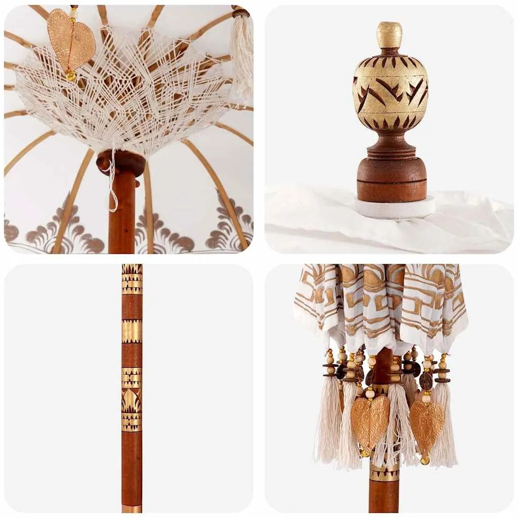 Balinéz Napernyő 260 Krém 95-100 cm Pamut és tömör fa