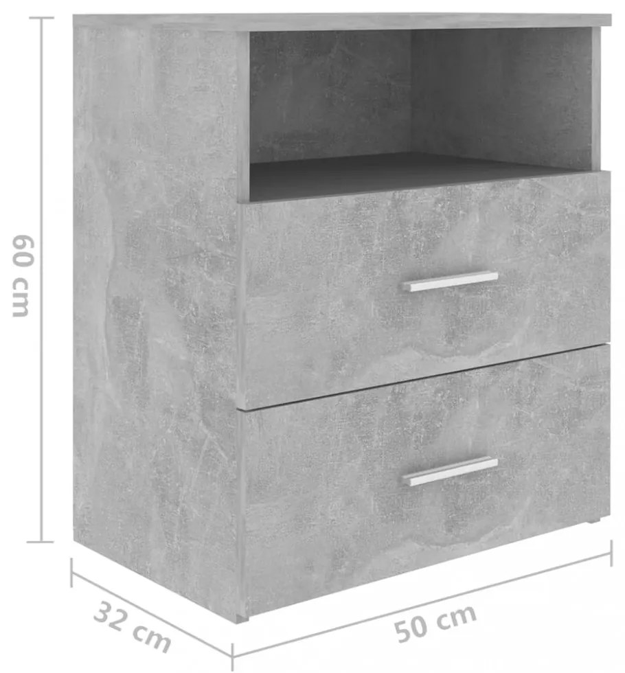 2 db betonszürke éjjeliszekrény 50 x 32 x 60 cm