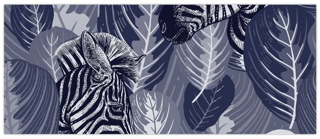 Kép - Kék zebrák (120x50 cm)