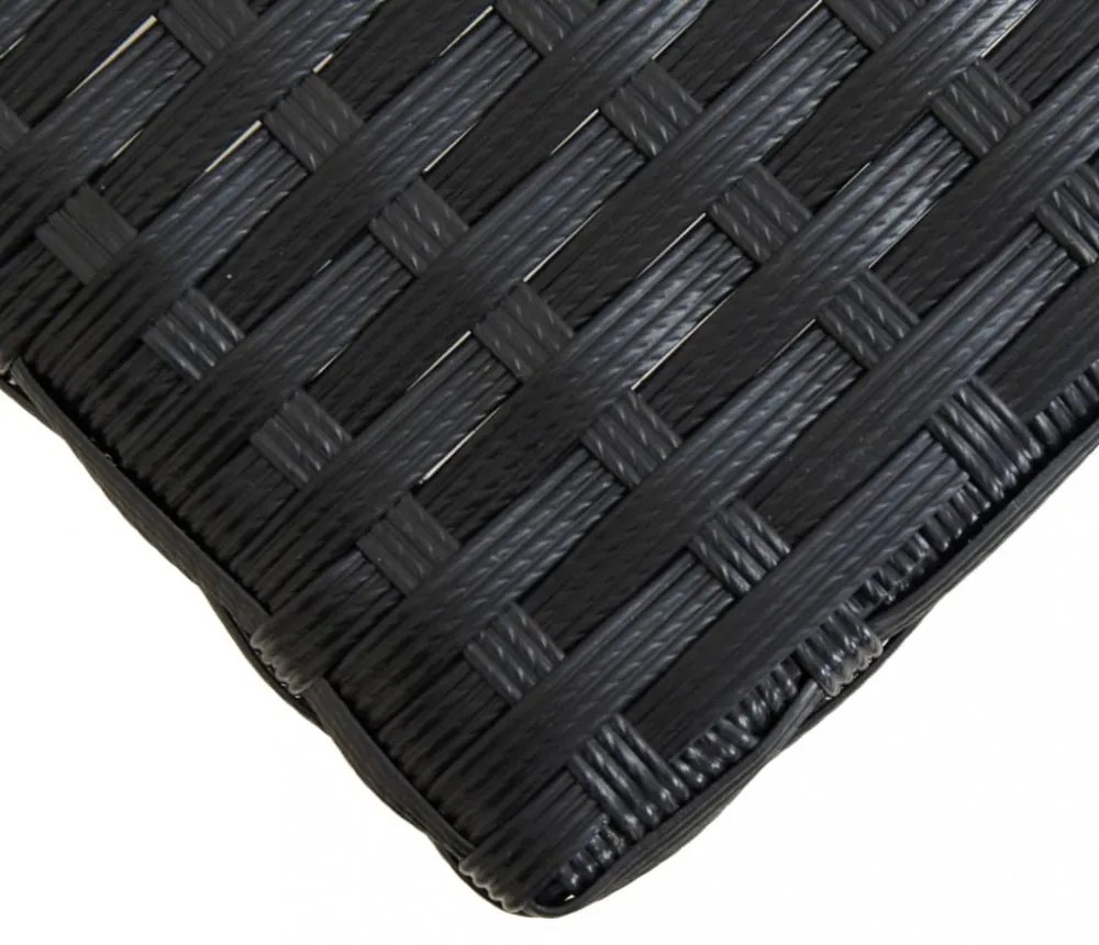 fekete polyrattan és tömör akácfa kerti pad 120 cm