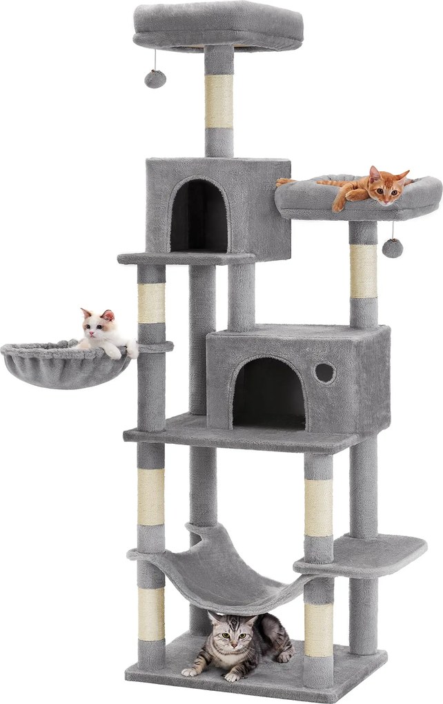 Macska kaparófa, nagy cicáknak, 60x60x199cm, szürke