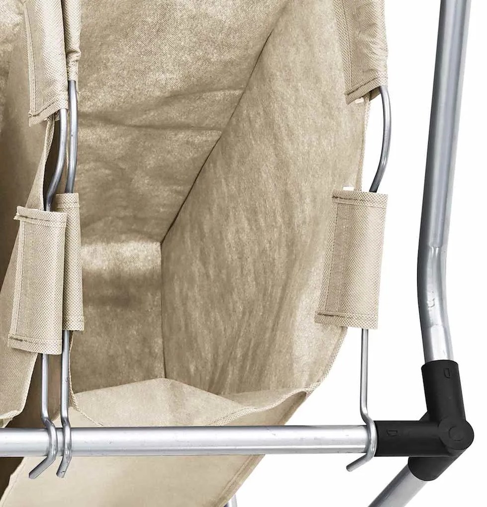 krémszínű acél szennyesszortírozó 4 zsákkal