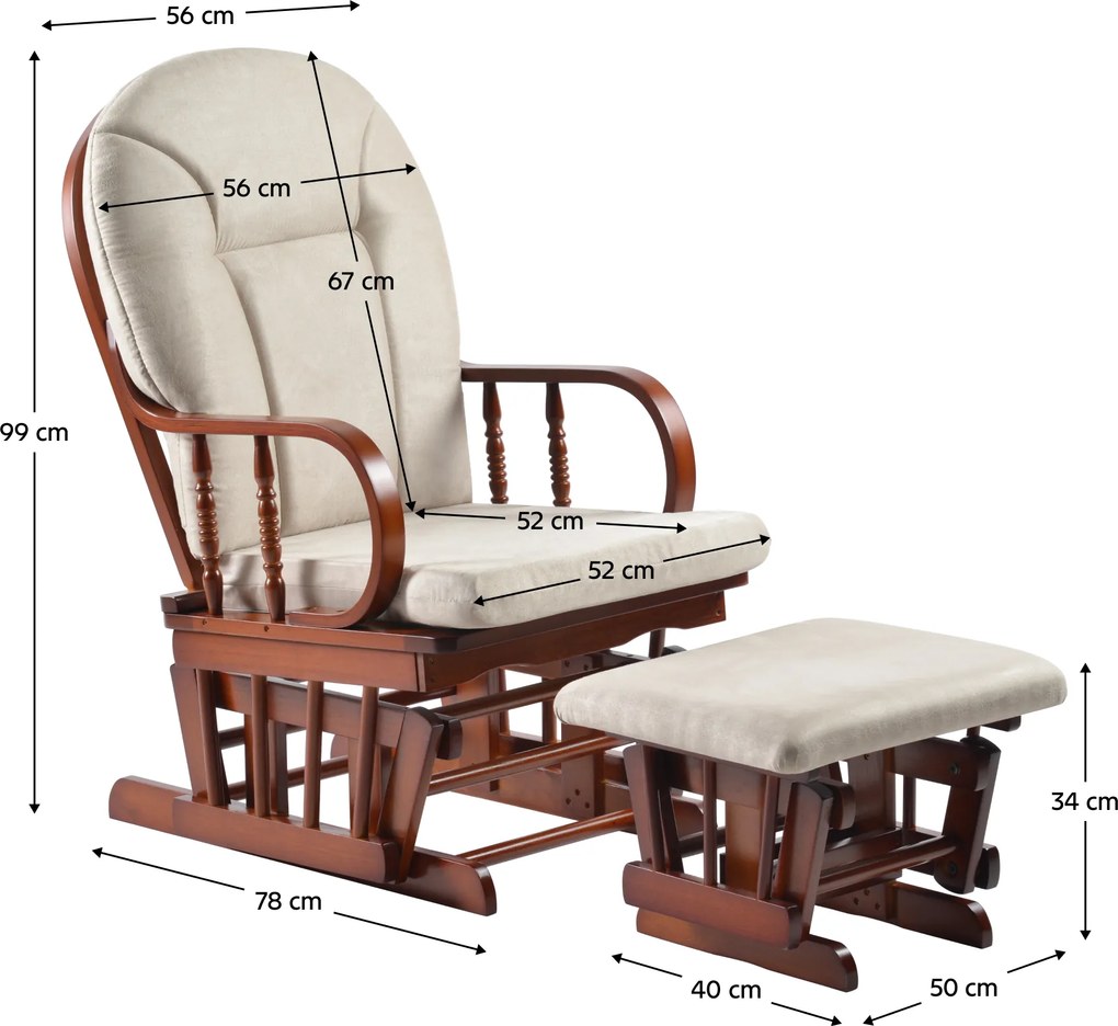 Hintaszék lábtartóval, dió/bézs, TALMAN