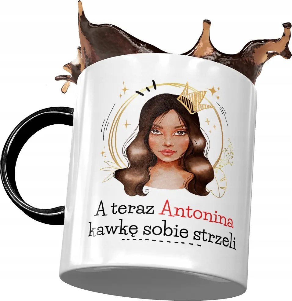 Fekete Bögre Antonina Lányoknak Ajándék Nyomtatott Fotóval
