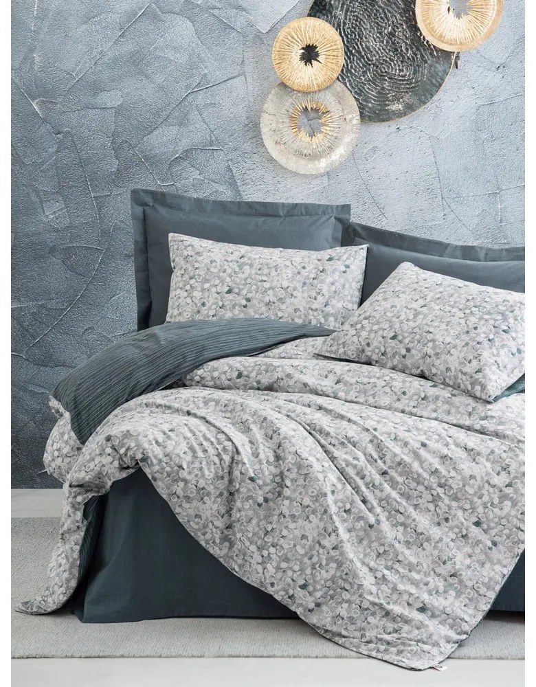 Fehér-szürke kétszemélyes hosszabbított renforcé pamut ágyneműhuzat 260x220 cm Molly – Mijolnir