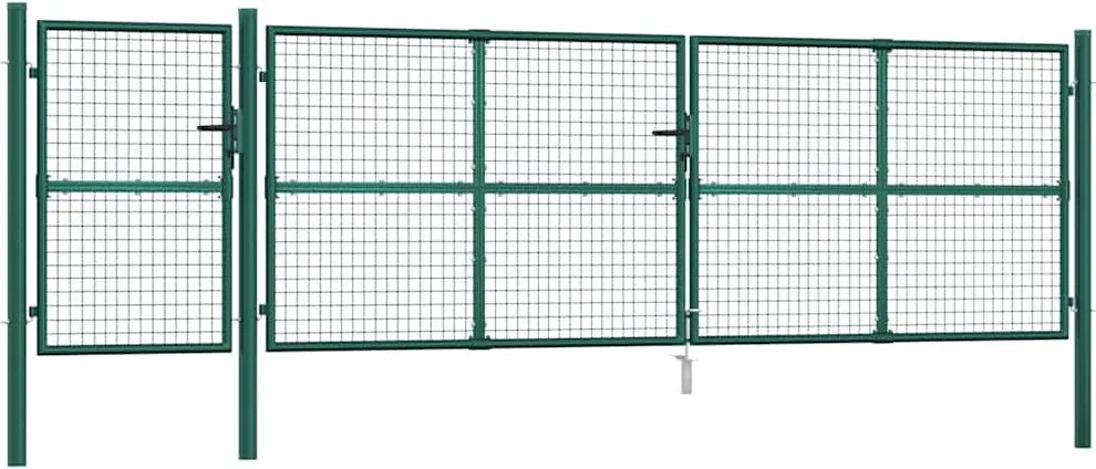 vidaXL zöld horganyzott acél hálós kerti kapu 500 x 125 cm