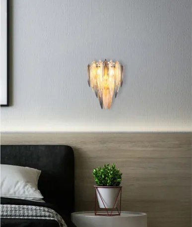 Globo 64136W Fali lámpa, arany színű fém, füstszínű, pezsgőszínű és átlátszó K9 kristályokkal, SzxM: 270x340 mm, Mélység: 160 mm, 3xE14 40W 230V izzók nélkül