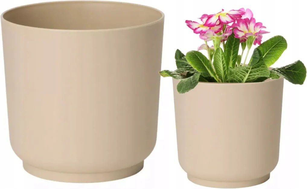 Matt virágcserép, bézs színű, műanyag, Eco Recycled Satina, 15x14,9 cm