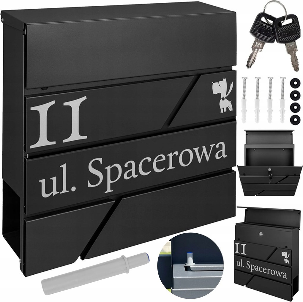 Fekete Posta- És Újságtartó Doboz Minta