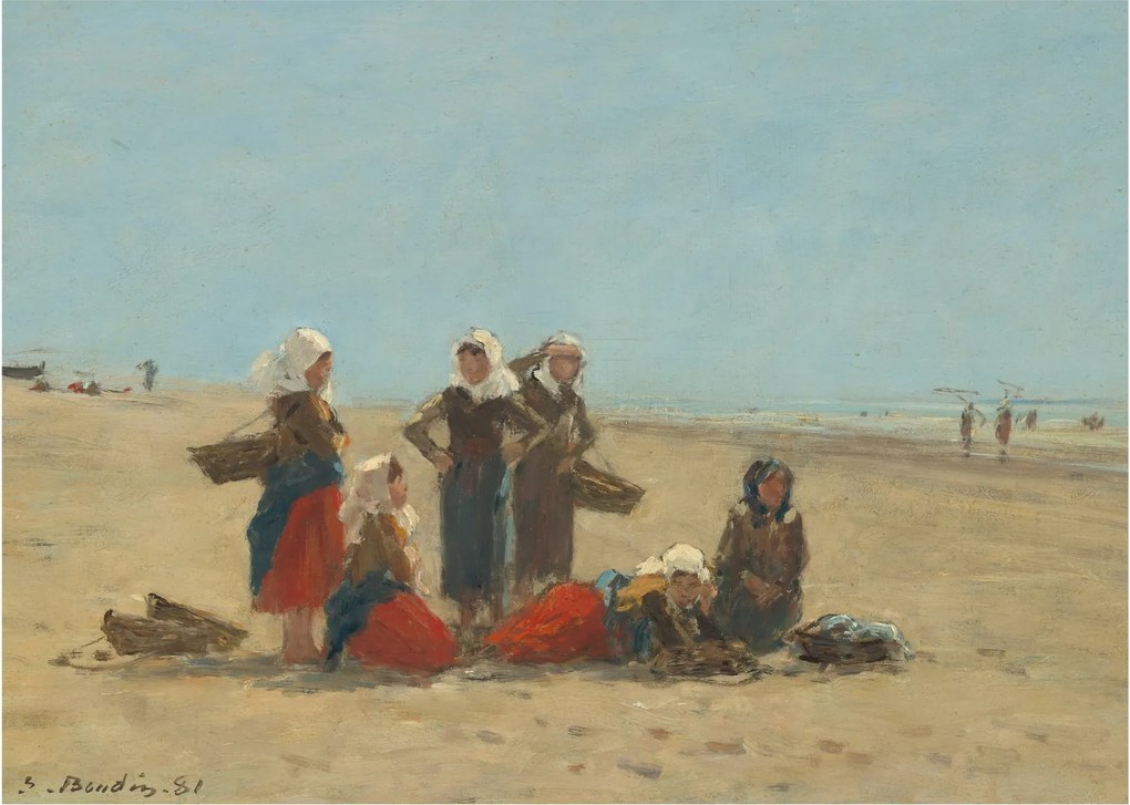 Kép - Eugène Boudin, Women on the Beach at Berck, reprodukciók (70x50 cm)