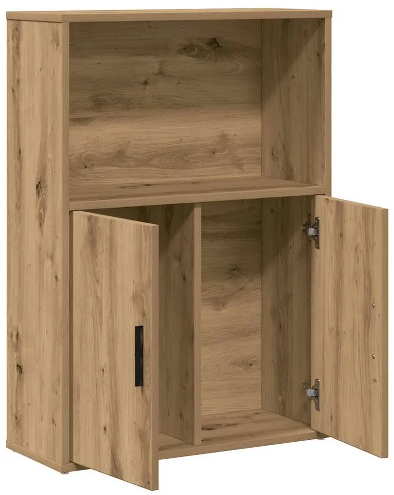 kézműves tölgy színű szerelt fa könyvespolc 60x24x85 cm