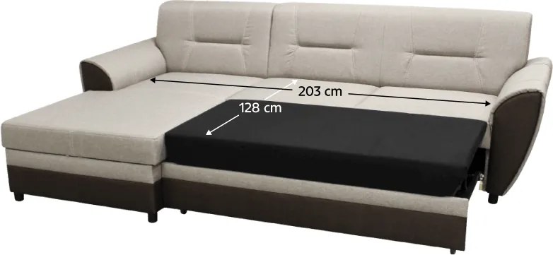 Kinyitható ülőgarnitúra, barna/szürkésbézs taupe, balos, SEVARD ROH