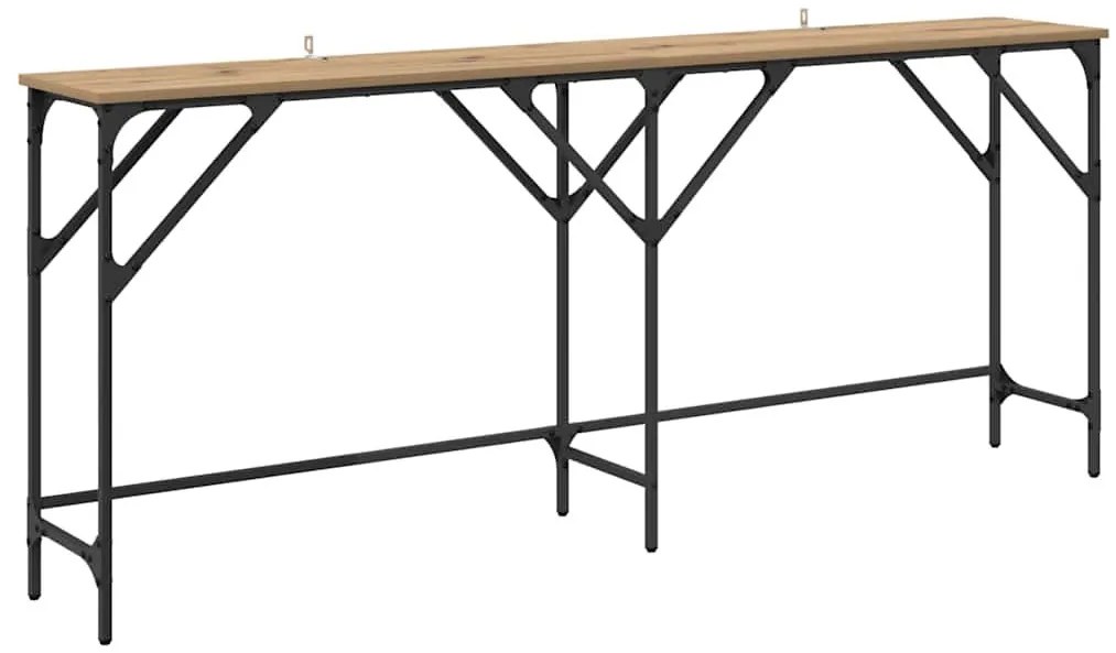 Konzolasztal kézműves tölgy 180 x 29 x 75 cm Faanyag