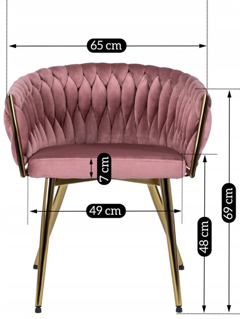 Elegáns Rózsaszín Étkezőszék Arany Lábbal. CAPRI