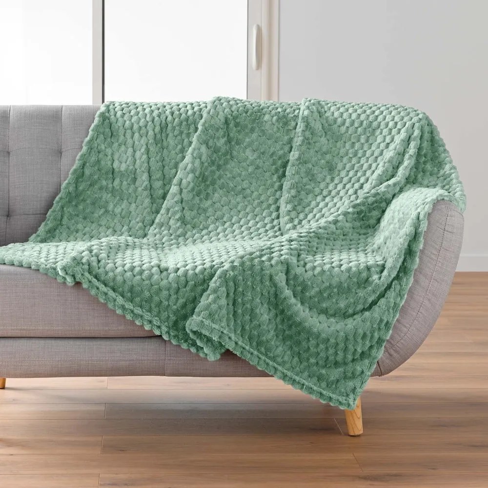 Világoszöld mikroflanel takaró 125x150 cm Mini Frosty – douceur d'intérieur