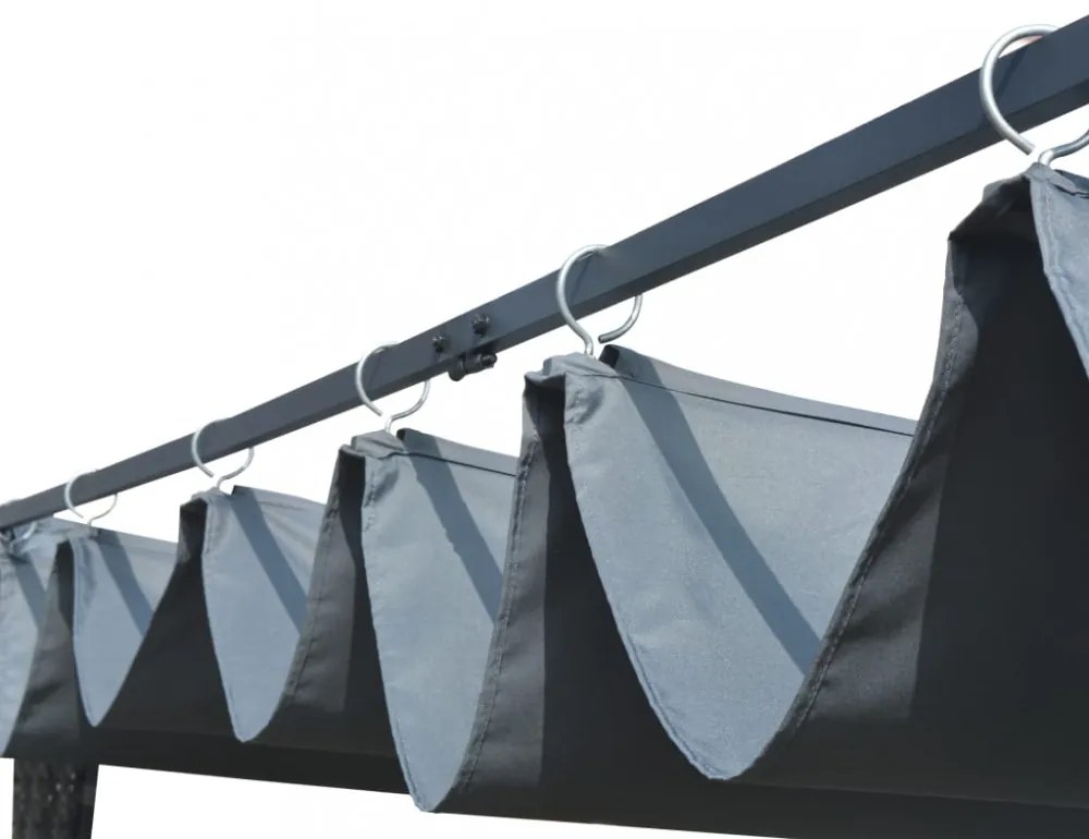 szürke és antracit polyrattan pavilon tetővel 300x300x200 cm