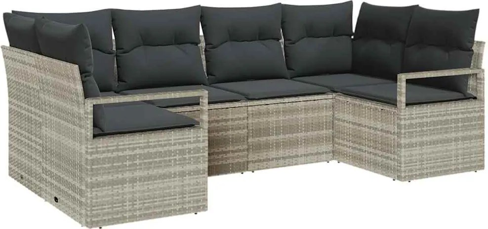 vidaXL Kerti Kanapé Szett párnával 6 pcs Világosszürke polirattan