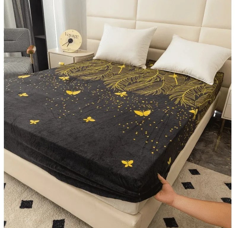 VISATA 180x200 cm fekete mikroplüss lepedő