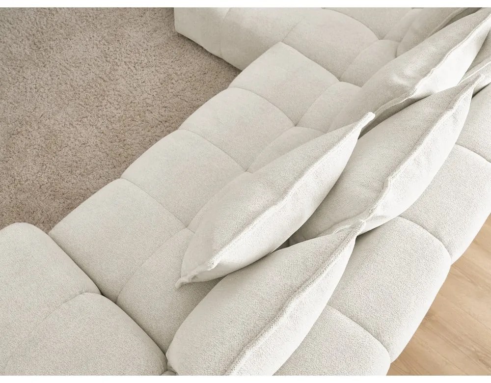 Fehér zsenília kinyitható-tárolóhelyes sarokkanapé (bal oldali-heverő résszel) Everest – Bobochic Paris