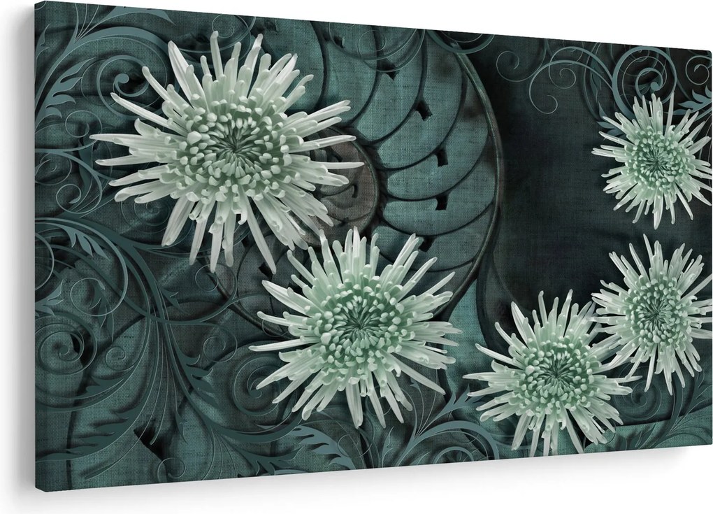 Kép - Zöld virágok (90x60 cm)