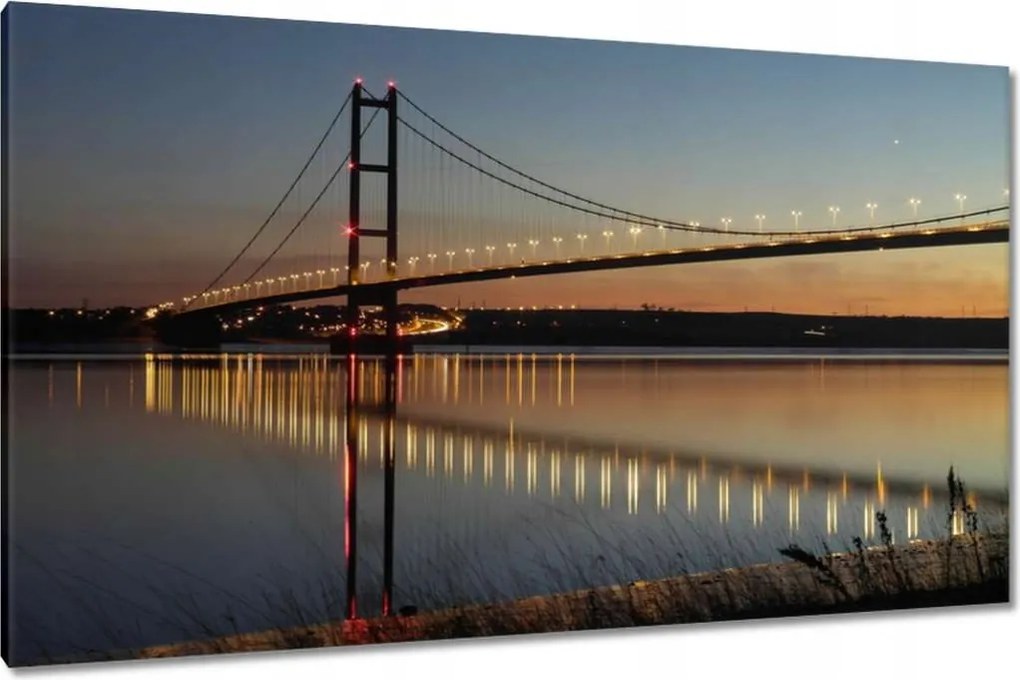 Vászonkép 120x70 Megvilágított függőhíd éjszaka