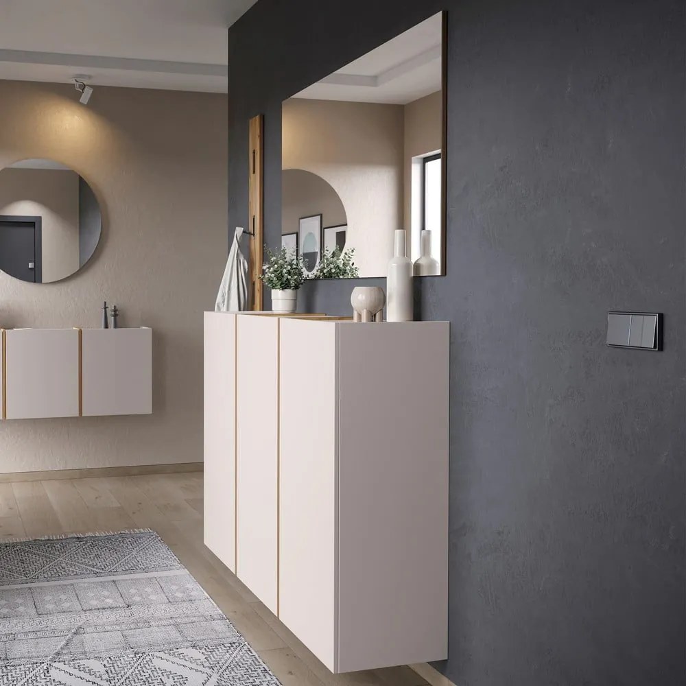 Krémszínű-natúr színű előszoba bútor 168x200x37 cm Libbiano – Germania