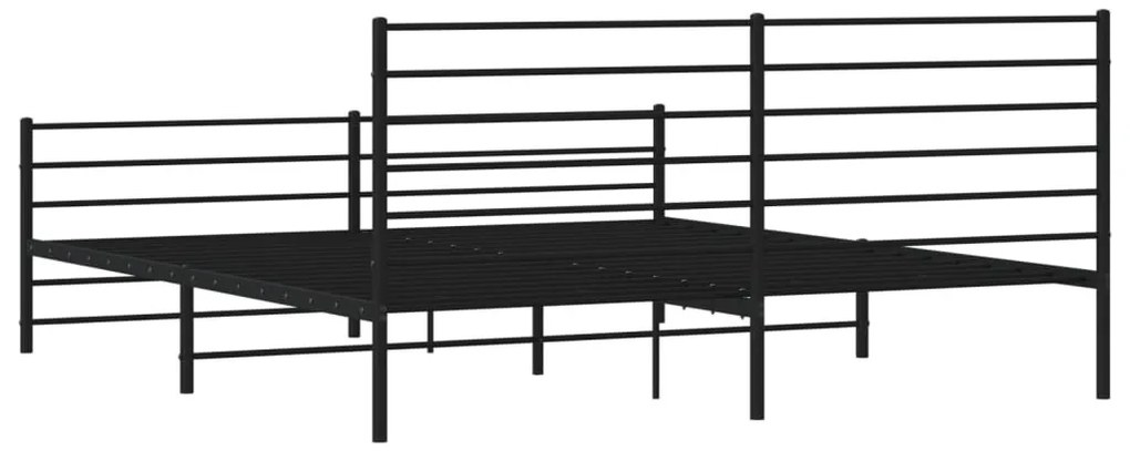 fekete fém ágykeret fej- és lábtámlával 200 x 200 cm