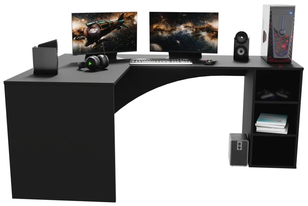 Sarok PC asztal Carbon (fekete) (B) (világítás nélkül). 1054966