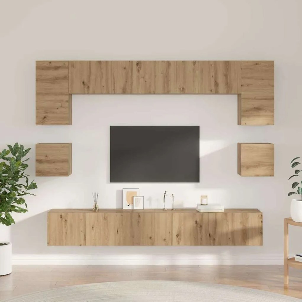 TV szekrény garnitúra 8 pcs kézműves tölgy 100 x 30 x 30 cm