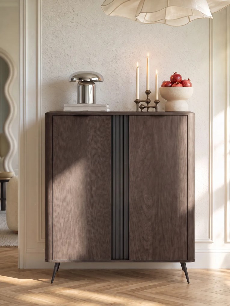 Edrin magas komód 113 cm - dunin tölgy / fekete