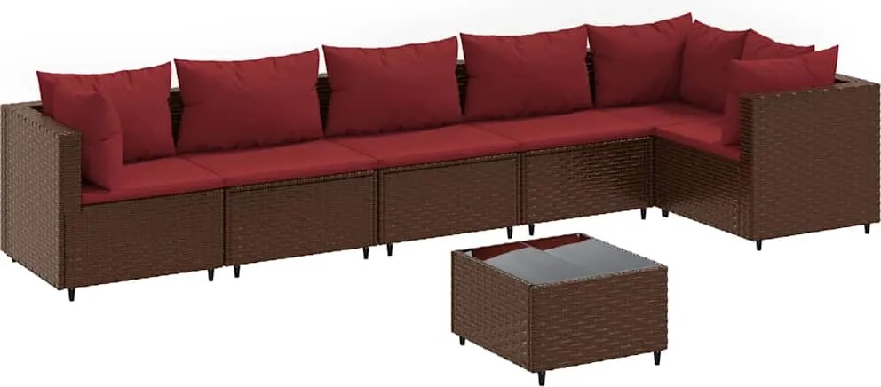 vidaXL 7 részes barna polyrattan kerti ülőgarnitúra párnákkal