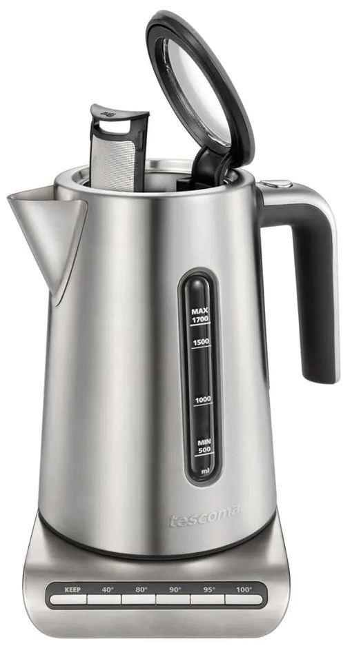 Ezüstszínű rozsdamentes acél vízforraló 1.7 l President – Tescoma