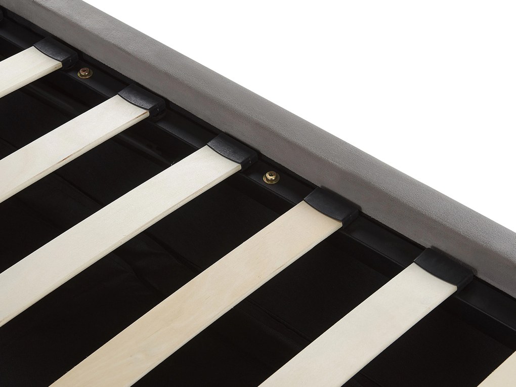 Szürke bársony ágyneműtartós franciaágy 140 x 200 cm AMIENS Beliani