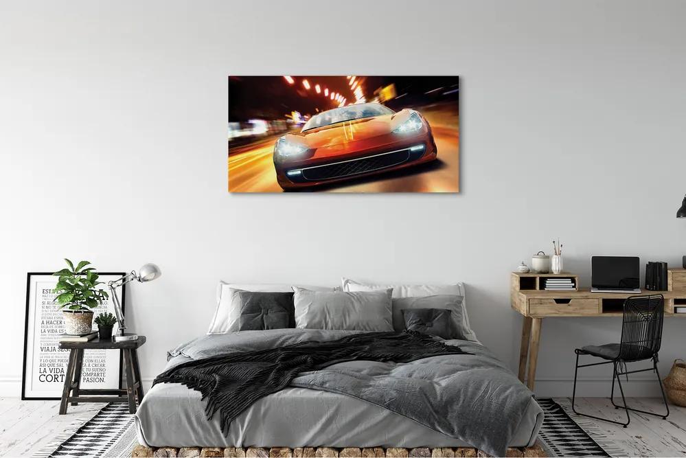 Canvas képek Sportkocsi város fényei 140x70 cm