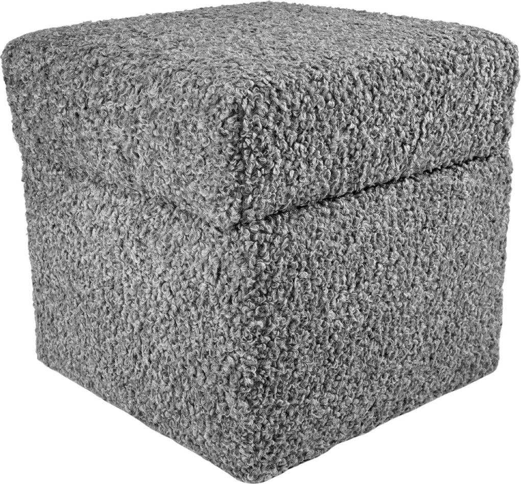 Négyzet alakú nyitható puff rolf teddy bouclé bárány világosszürke szín