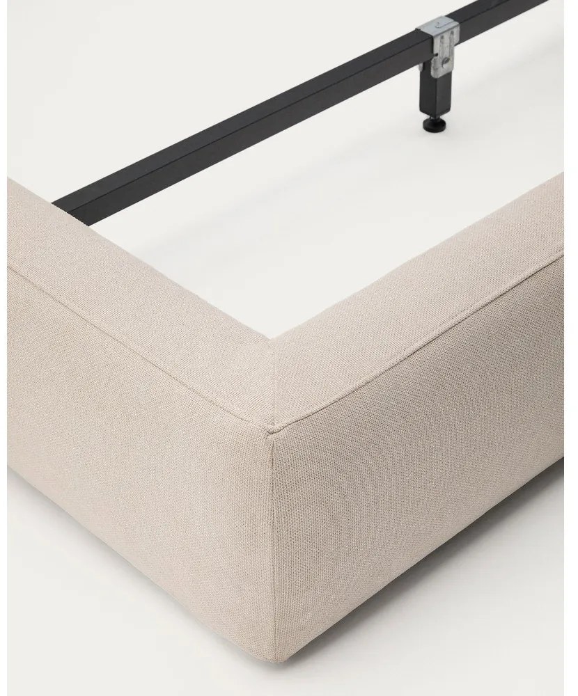 Bézs kárpitozott egyszemélyes ágy ágyrács nélkül 90x200 cm Blok – Kave Home