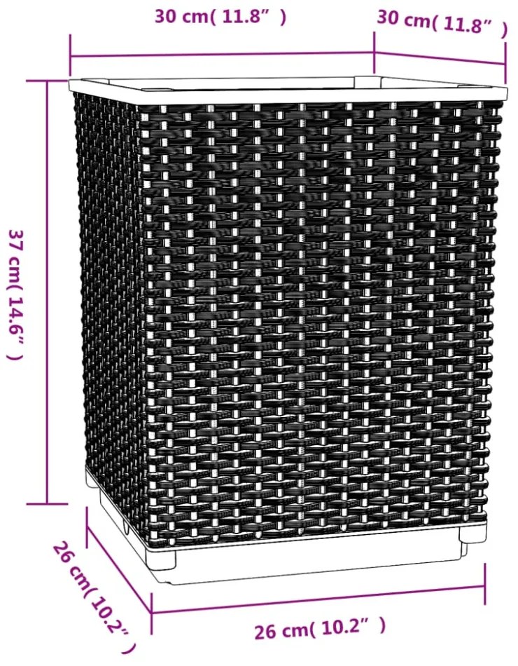 2 db sötétszürke polipropilén növénytartó 30 x 30 x 37 cm