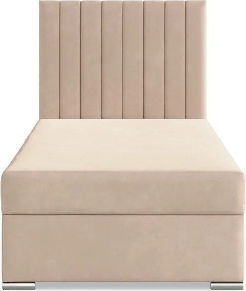 Agen egyszemélyes ágy, bársony, ágyneműtartóval, bézs