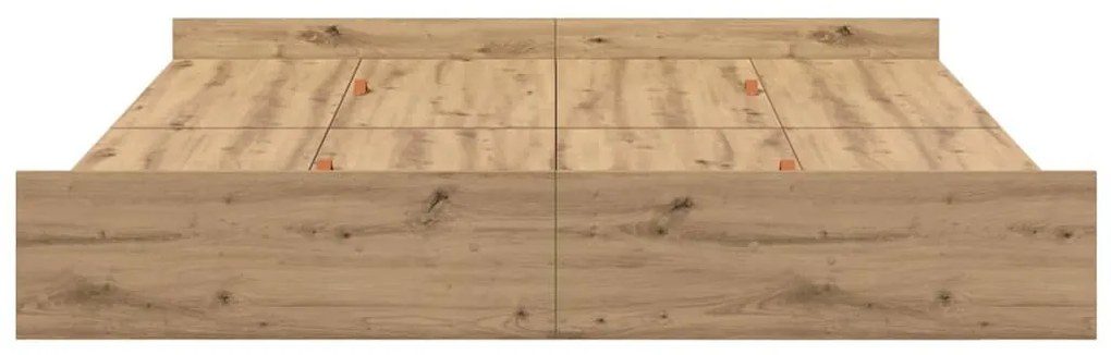 Ágykeret tárolóval fiókkal kézműves tölgy 200 x 200 cm Faanyag
