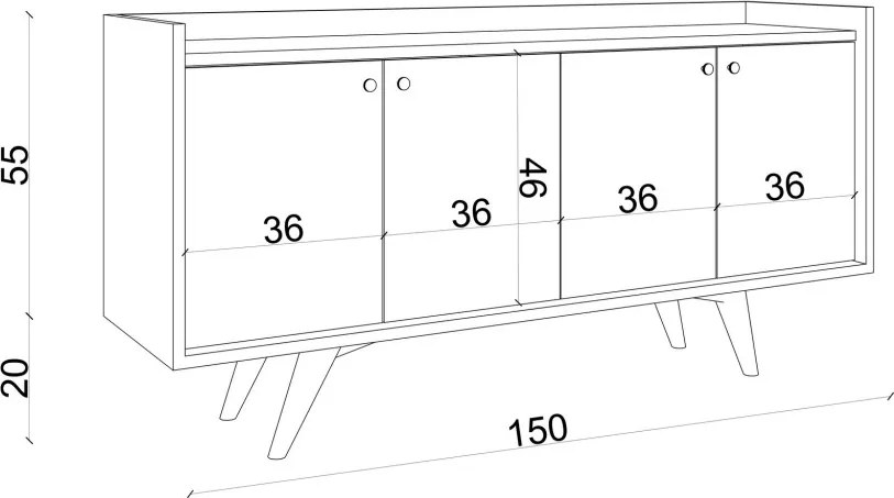 Bergen komód, 150 cm