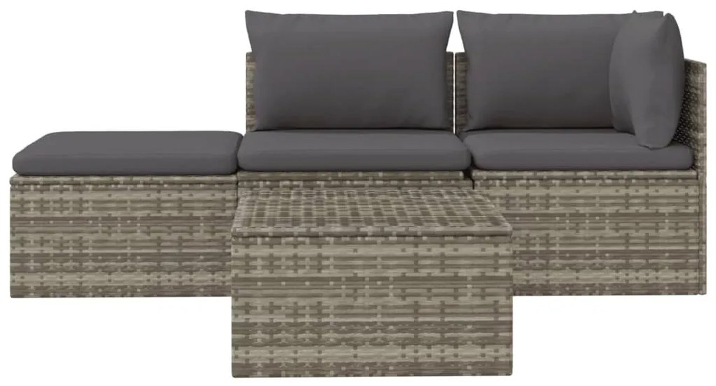4 részes szürke polyrattan kerti ülőgarnitúra párnákkal
