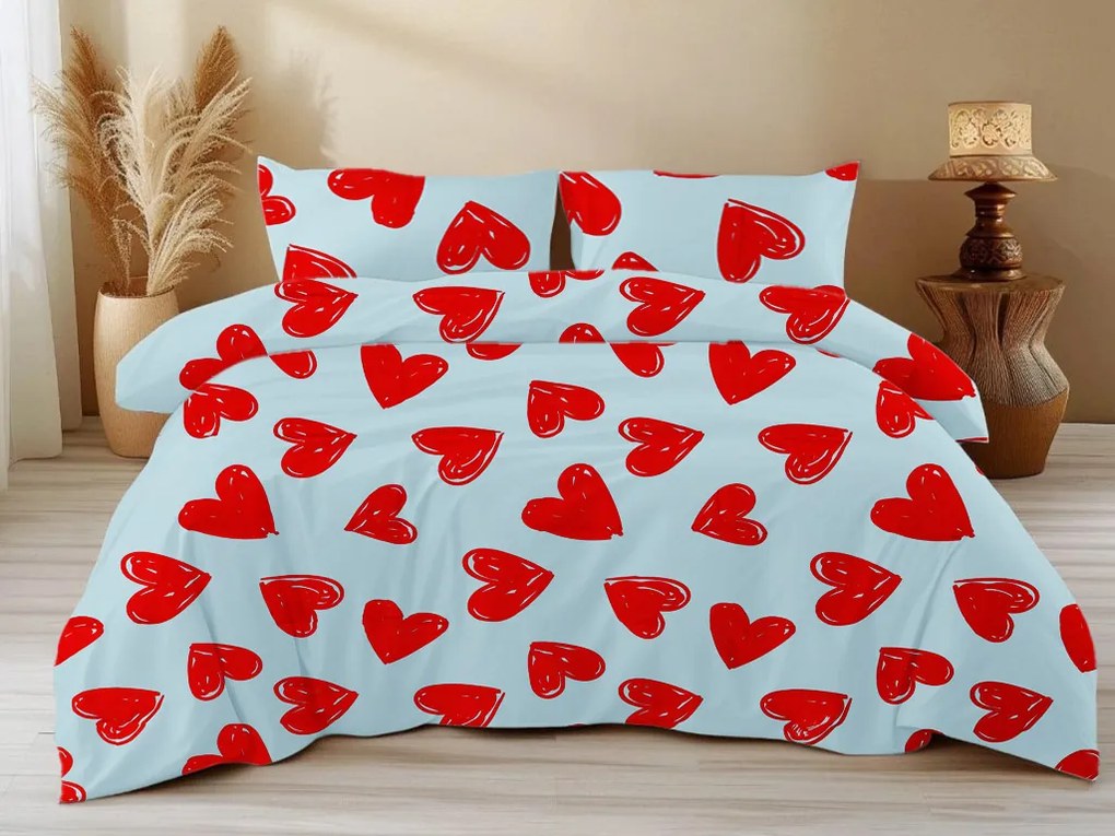 Pamut ágyneműhuzat WARM HEART világoskék Ágyneműhuzat mérete: 70 x 90 cm | 140 x 220 cm